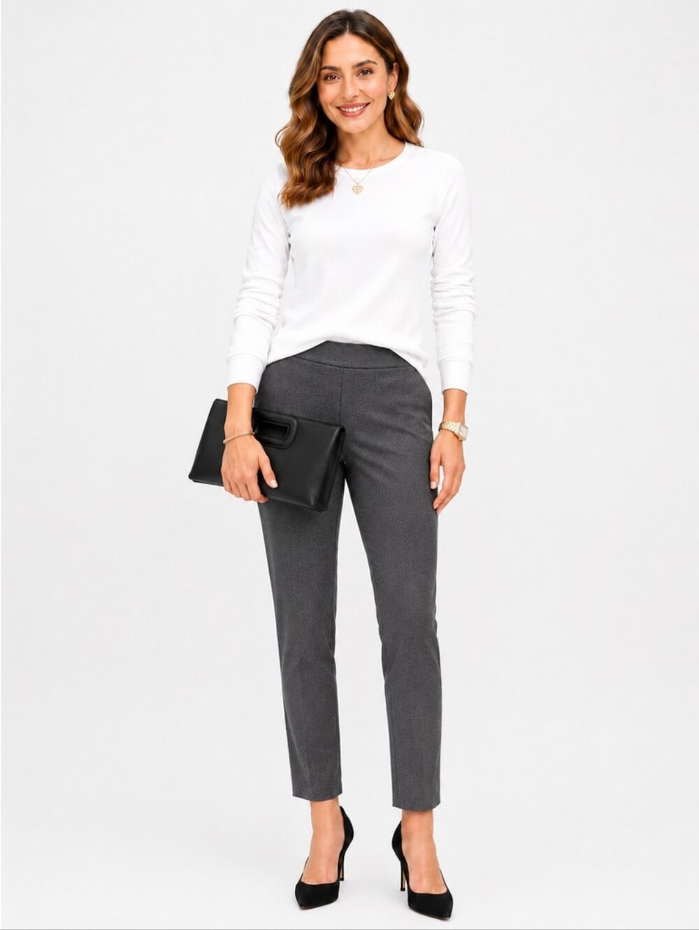 NEW Lisette L Montreal Kathryn Slim Fit To Flatter Pants Heather Grey Size 2.